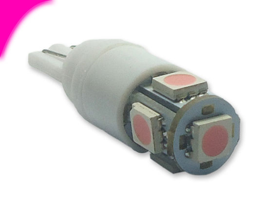 Imagem de Lâmpada Estrobo T10 Pingo Esmagada 5 Leds SMD Rosa 12V (Safety Car)