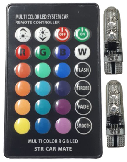 Imagem de C371 - Kit T10 6 5050 RGB (2 lampadas + controle) (s/ sincronismo)