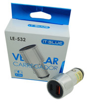 Imagem de CVT-USB-USBC-PR -  Carregador Veicular Prata Turbo 3.4A Saídas USB e USB-C 12-24V Alumínio