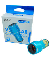 Imagem de CVT-USB-USBC-AZ  - Carregador Veicular Azul Turbo 3.4A Saídas USB e USB-C 12-24V Alumínio