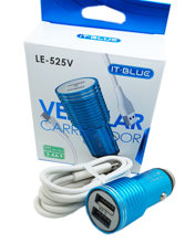 Imagem de CVT-CABOUSB-AZ  -Carregador Veicular Turbo c/ Cabo USB Azul Entrada 12V-24V 2 Saídas