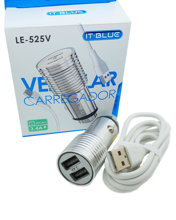 Imagem de CVT-CABOUSB-PR  - Carregador Veicular Turbo c/ Cabo USB Prata Entrada 12V-24V 2 Saídas