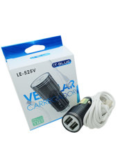 Imagem de CVT-CABOUSB-PT   - Carregador Veicular Turbo c/ Cabo USB Preto Entrada 12V-24V 2 Saídas