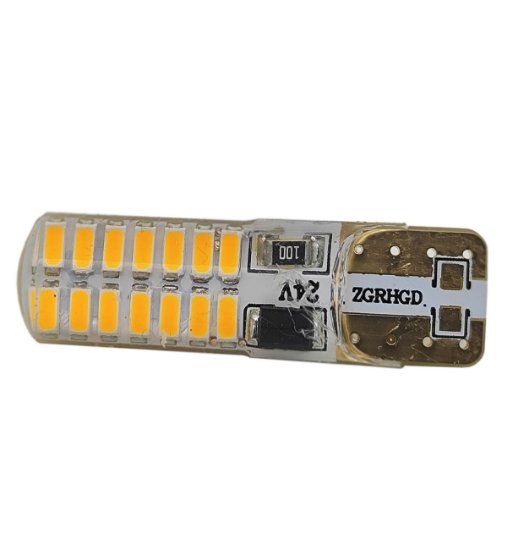 Imagem de T324-AM   -   Led T10 28 3014 SMD Silicone Ambar 24V