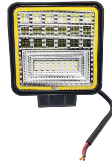 Imagem de FAQ-126W-MR  - Farol Auxiliar Quadrado 42 SMD 126W 6000K c/ Angel Eyes Estrobo Bivolt Modelo Reforçado(medida 10,5 x 10,5 x 4,5)