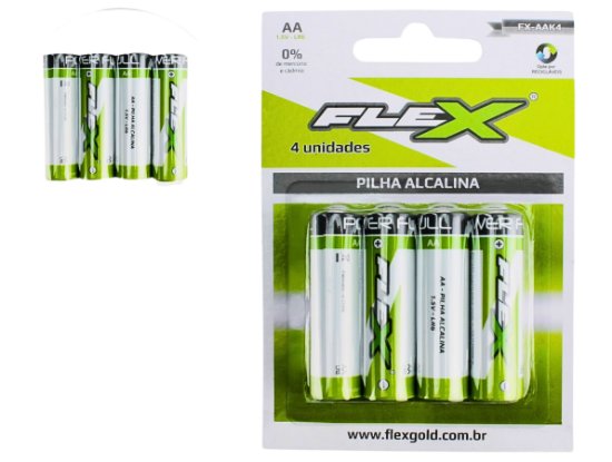 Imagem de PA2A-FG  - Pilha Alcalina AA FlexGold (cartela 4 peças)                                                                                                                                                                                                                  
