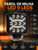 Imagem de FAQ-42W-BX - Farol Auxiliar Quadrado 42W 6500K c/ Estrobo Ambar IP67 Briwax(medida 10,5 x 10,50 x 2,8cm)